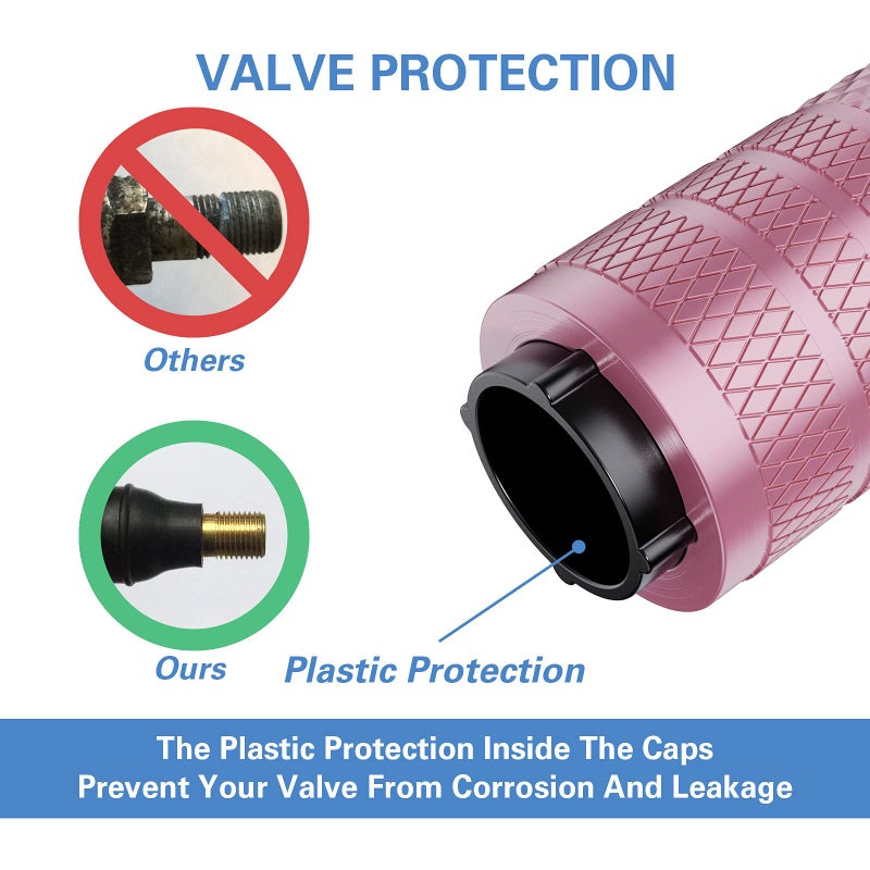 CKAuto Tire Valve Stem Caps, Pink, 4 pcs/Pack, Anodized Aluminum Tire Valve Cap Set, Corrosion Resistant, Universal Stem Covers for Cars Trucks Motorcycles SUVs and Bikes - Image 3